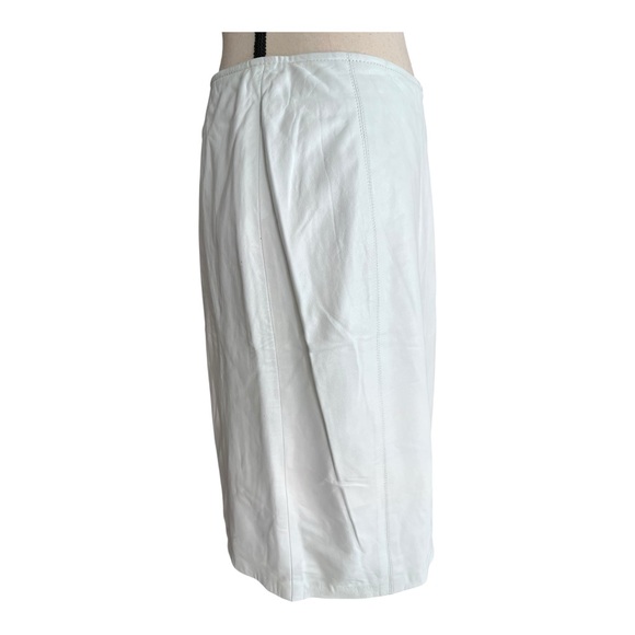 The Works Saks Fifth Avenue Vintage 80s Leather White Pencil Skirt Size 12 - Picture 2 of 9